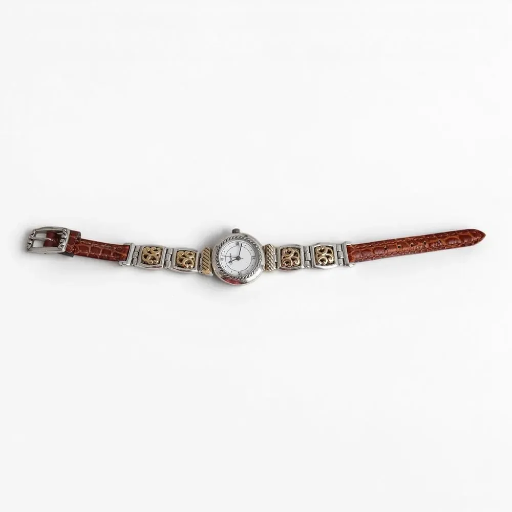 Brighton Camden Two Tone Reversible Watch Black Brown Leather Buckle W3250